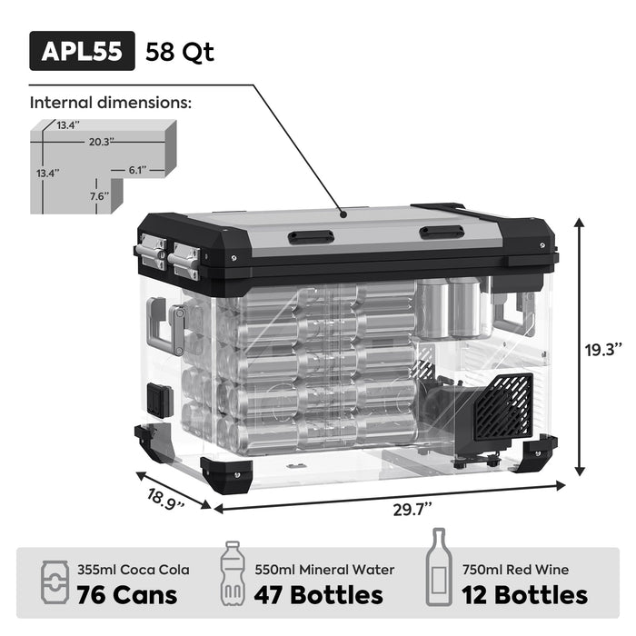 ICECO APL55-Silver Dual Zone 12 Volt Fridge