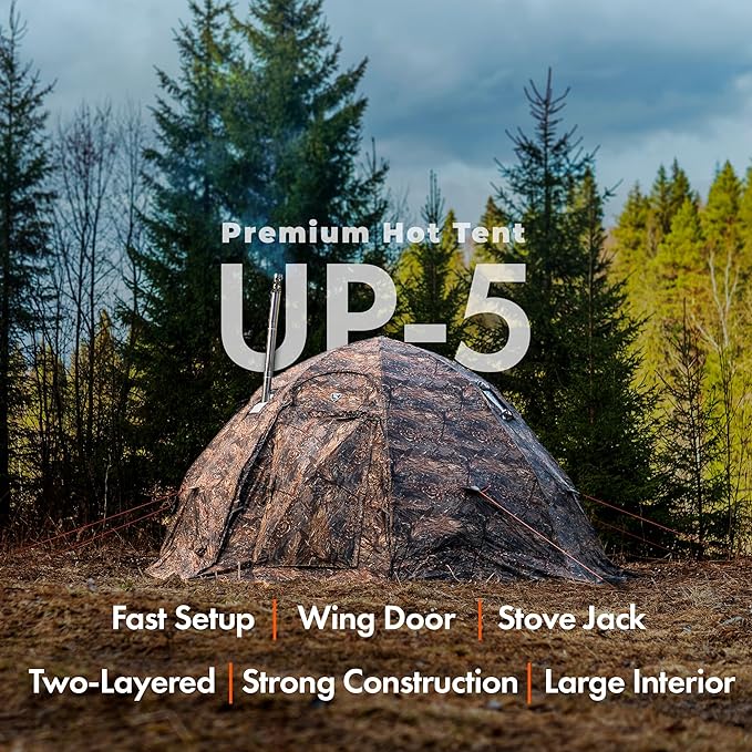 RBM Outdoors UP-5 All-Season 8-Person Premium Tent with Stove Jack