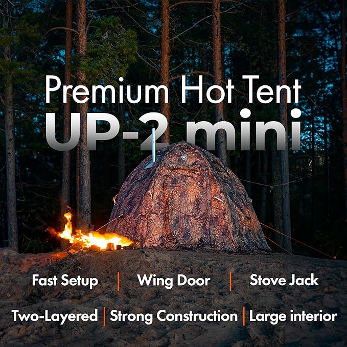 RBM Outdoors UP-2 Mini 3-Person All-Season Tent with Stove Jack