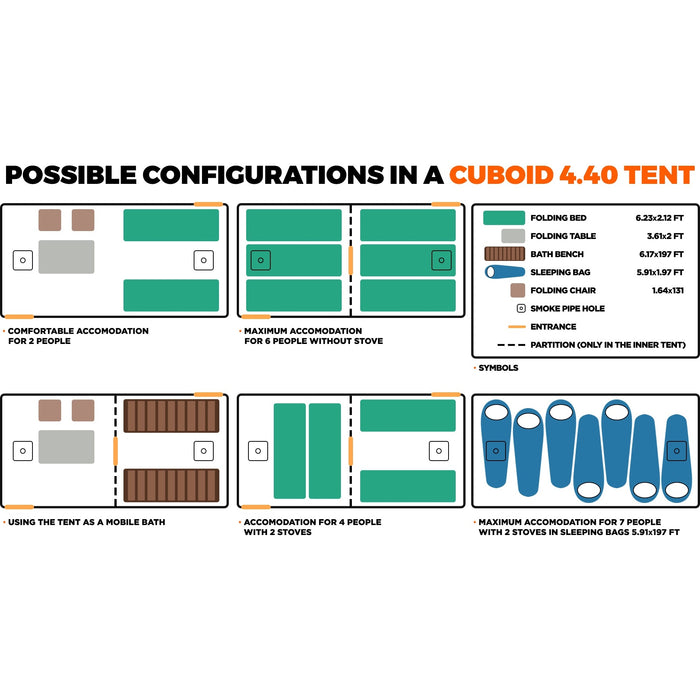 RBM Outdoors Cuboid 4.40 All-Season Premium 6-Person Tent with Stove Jack